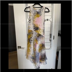 DVF multicolor silk printed asymmetrical dress